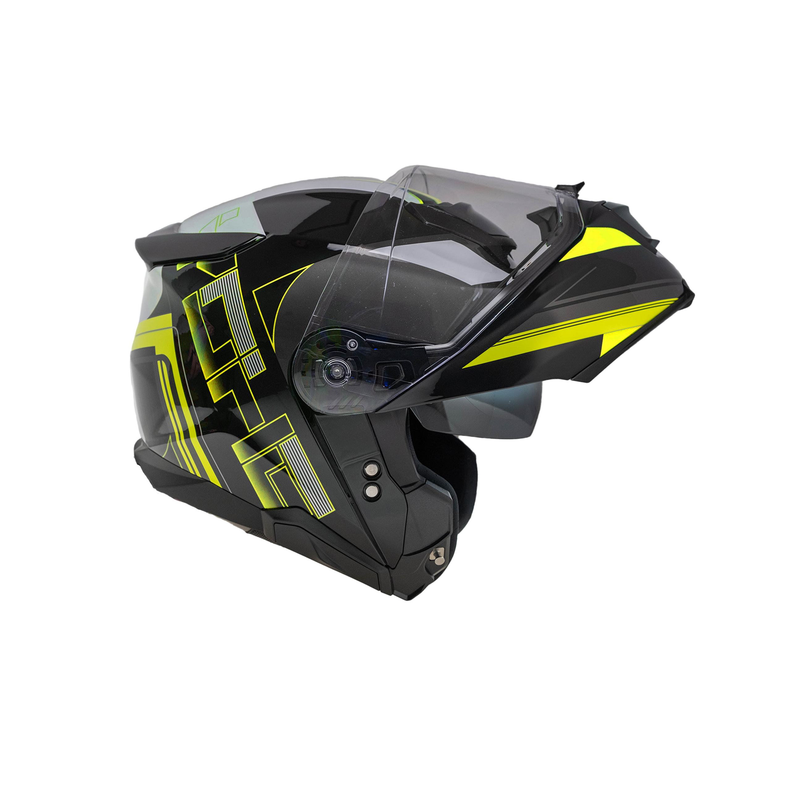 Moto helma výklopná Yohe 937 Double Visor Fluo/černá