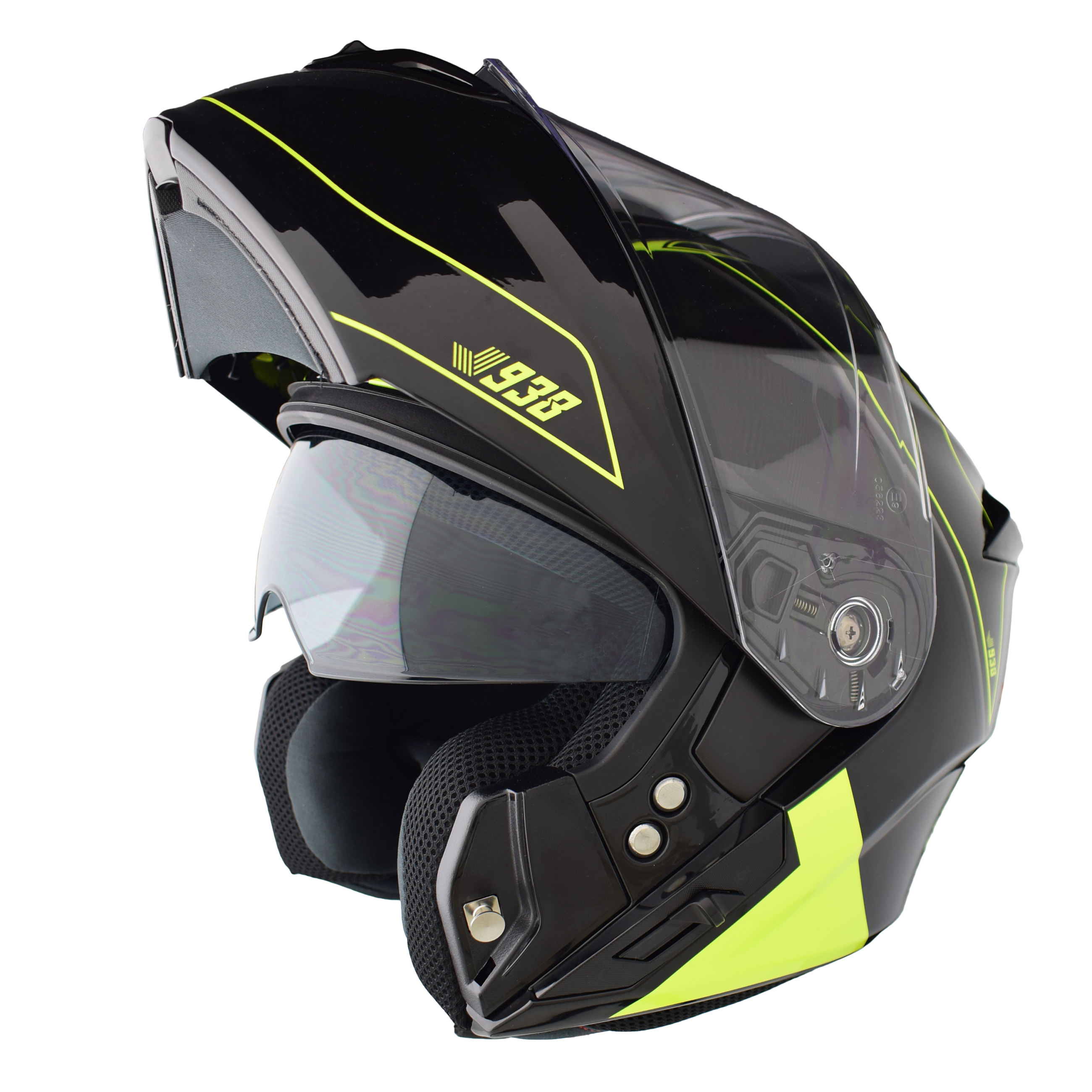 Moto helma Yohe 938 Double Visor Černá/Fluoisor Fluo/černá