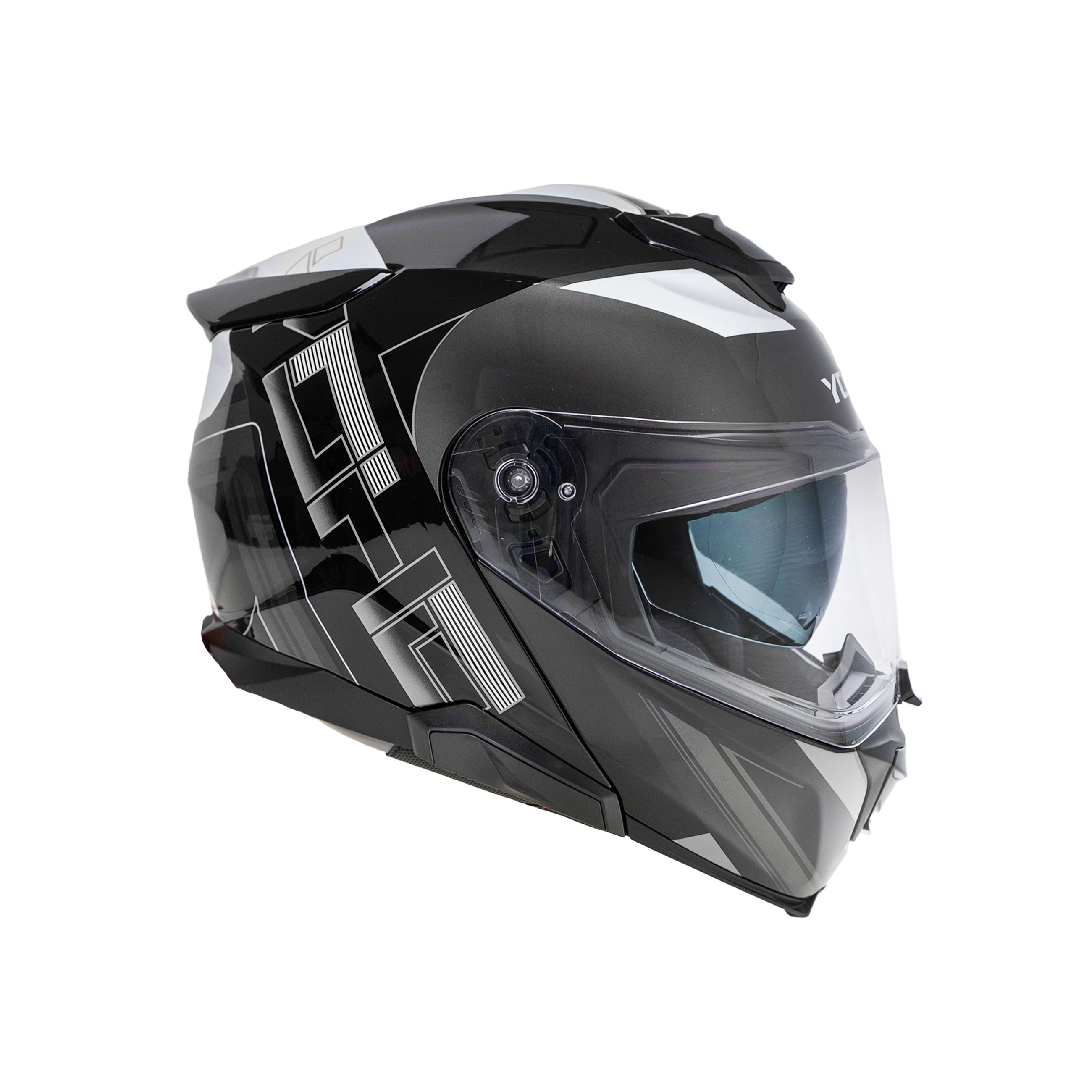 Moto helma výklopná Yohe 937 Double Visor Černá/Šedá