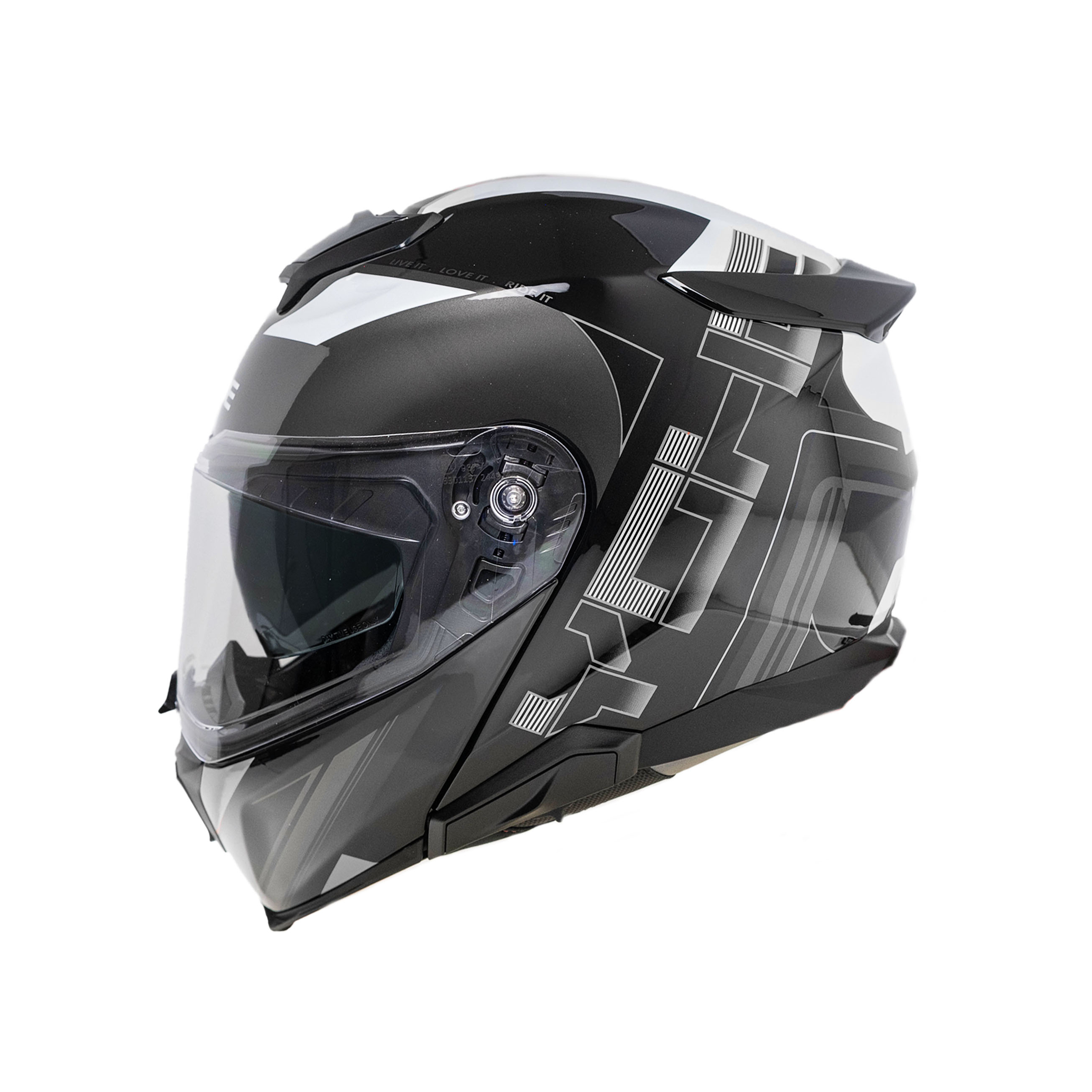 Moto helma výklopná Yohe 937 Double Visor Černá/Šedá