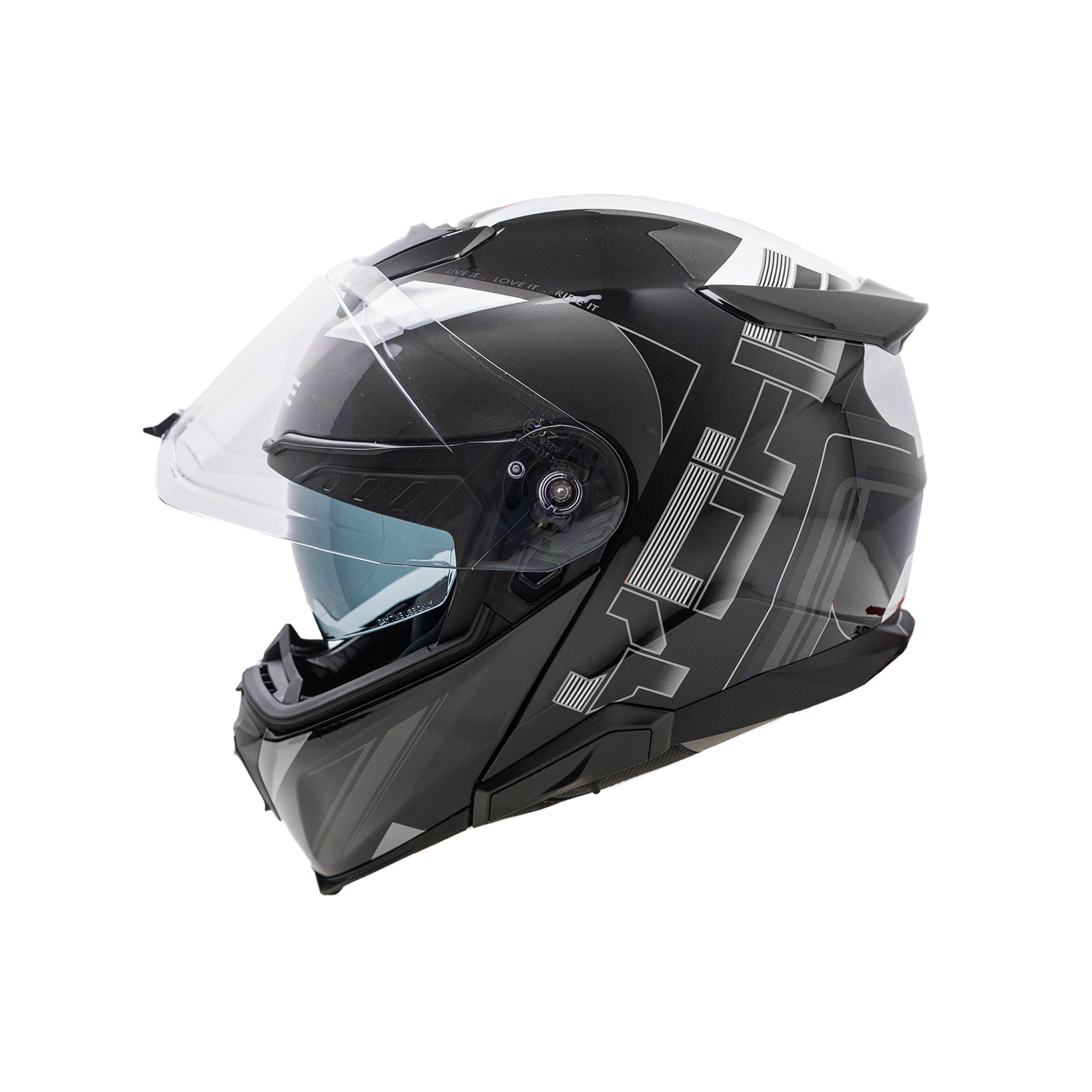 Moto helma výklopná Yohe 937 Double Visor Černá/Šedá